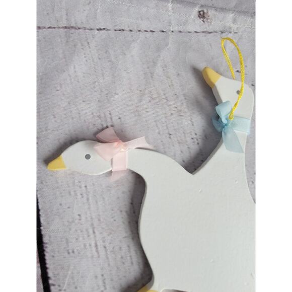 Goose Geese Hand Painted Wooden Christmas Ornaments Boy Girl Taiwan - Picture 2 of 6